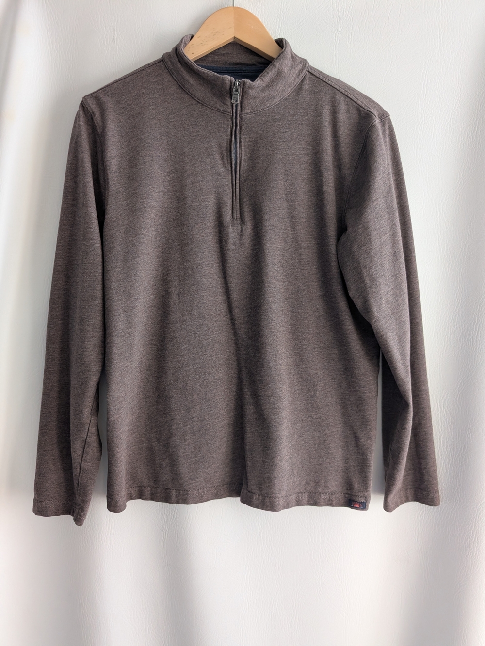 Faherty Brown Quarter-Zip Long Sleeve Pullover - M